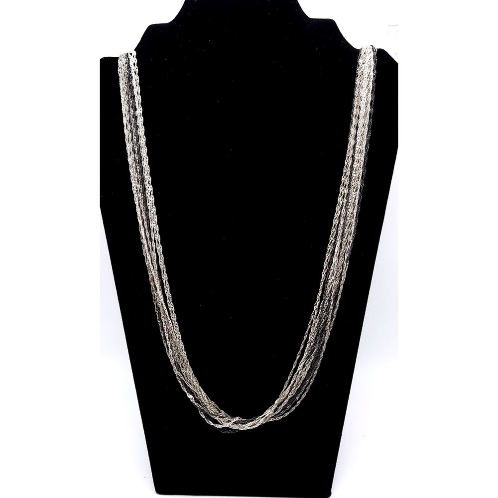 Alfani Multi Strand Singapore Chain Necklace Silver Gunmetal